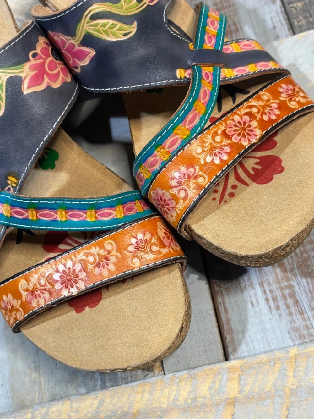 NWOB [L'Artiste] Slip On < Swan > Open Toe Platform Slide Leather Wedges | 8.5 - Picture 7 of 13
